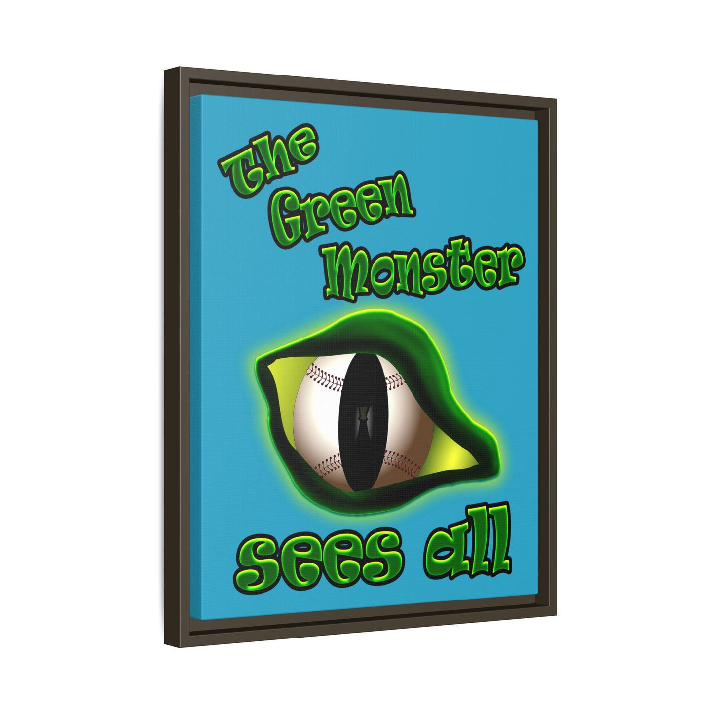 green monster - framed canvas art (turquoise)