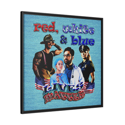 rw&b lives matter - framed canvas art (faded blue)