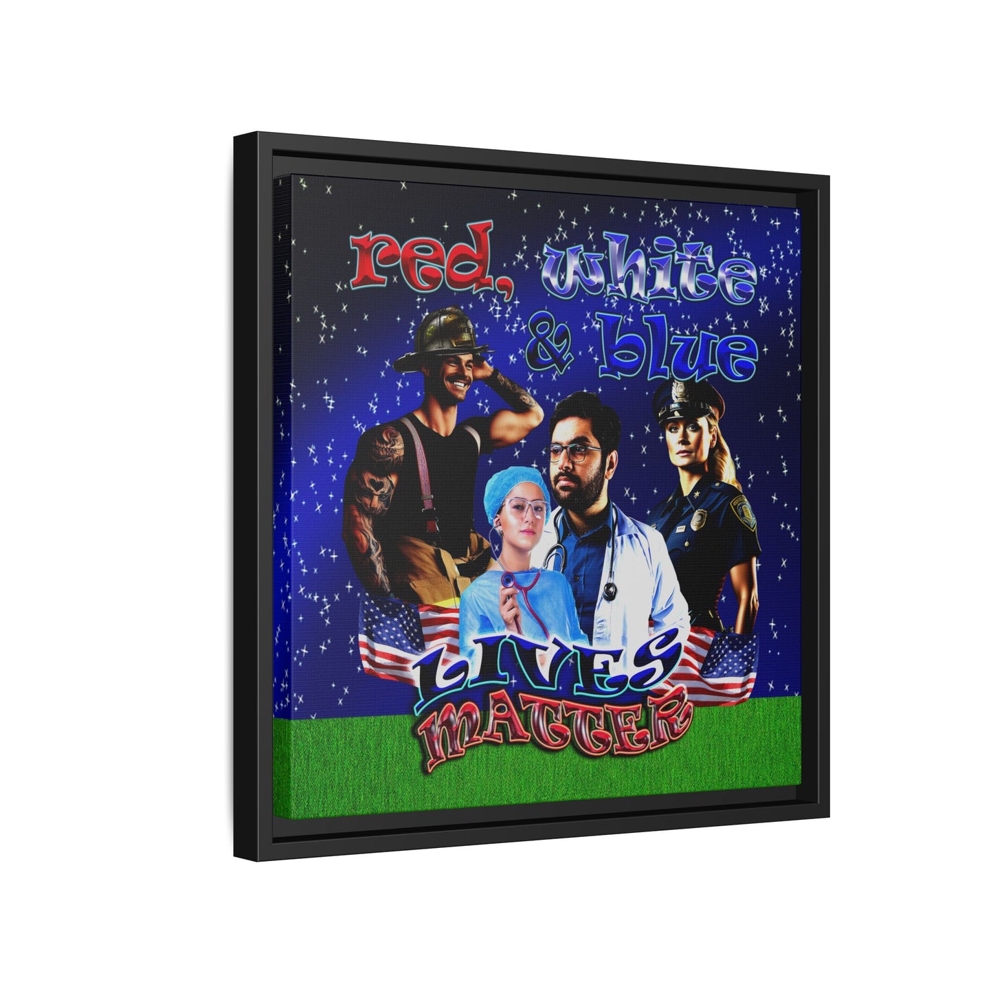 rw&b lives matter - framed canvas art ('snoops' background)