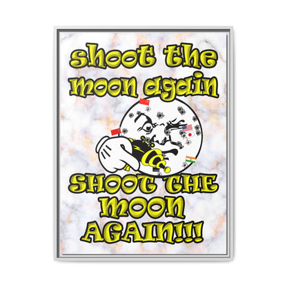 shoot the moon again - framed canvas art (white marble)