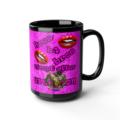 hoes b4 bros - Black Mug (pink swirl)