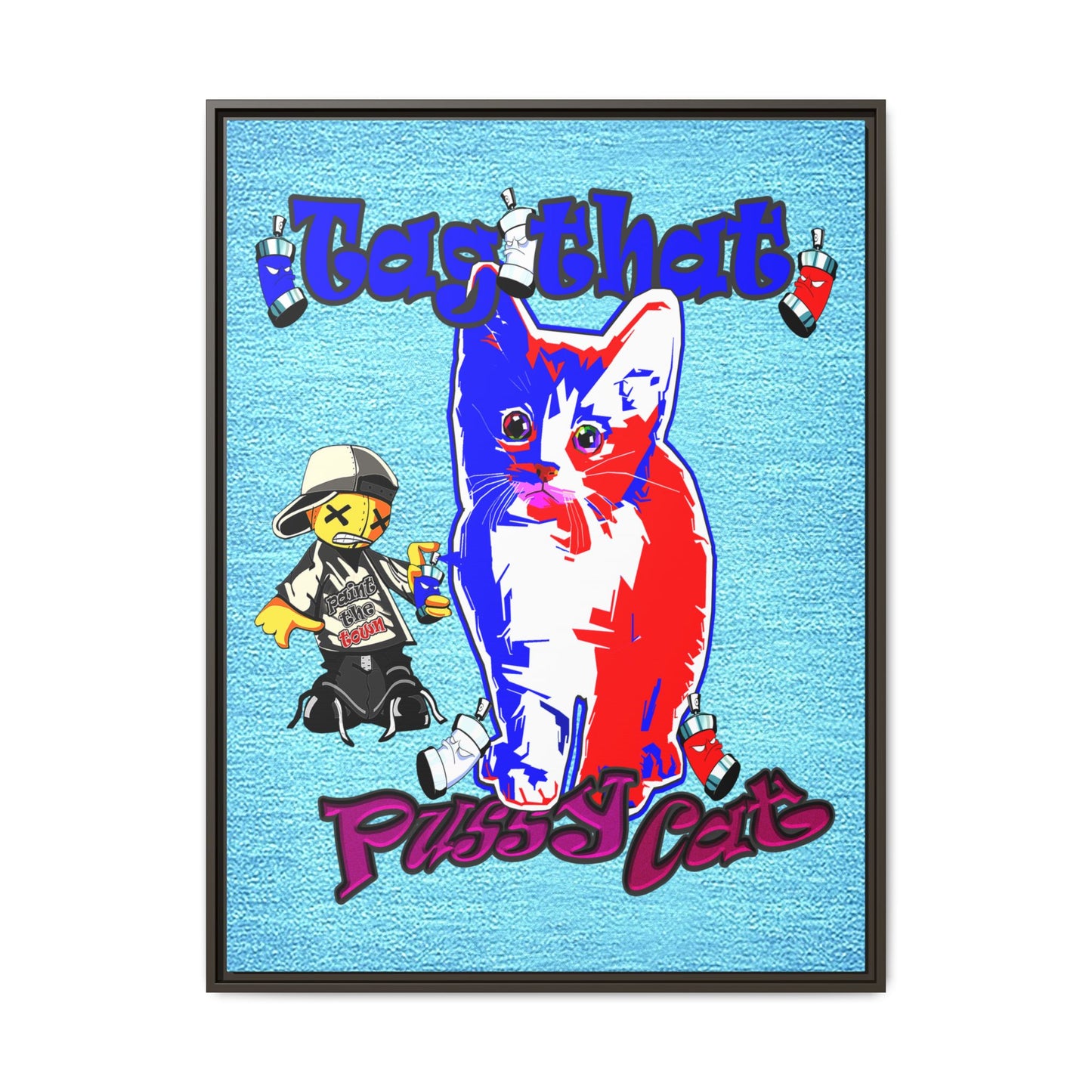 tag that - framed canvas art (faded blue)