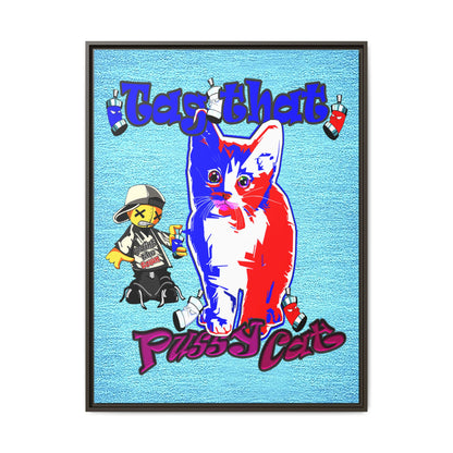 tag that - framed canvas art (faded blue)