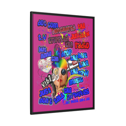 drop the beat - framed canvas art (pink)