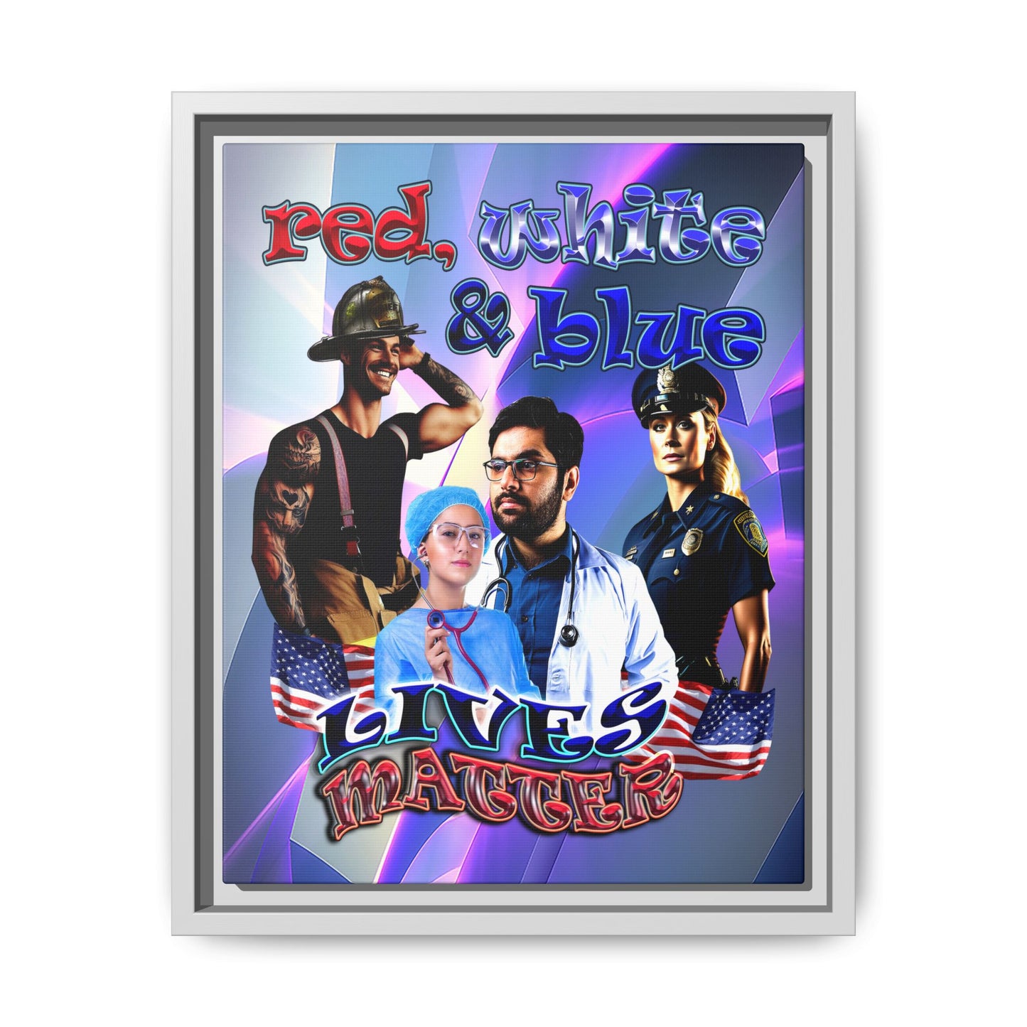 rw&b lives matter - framed canvas art (grey-pink wave)