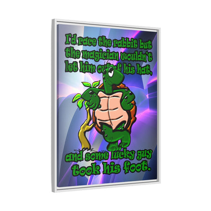 turtle race - framed canvas art (grey-pink wave)