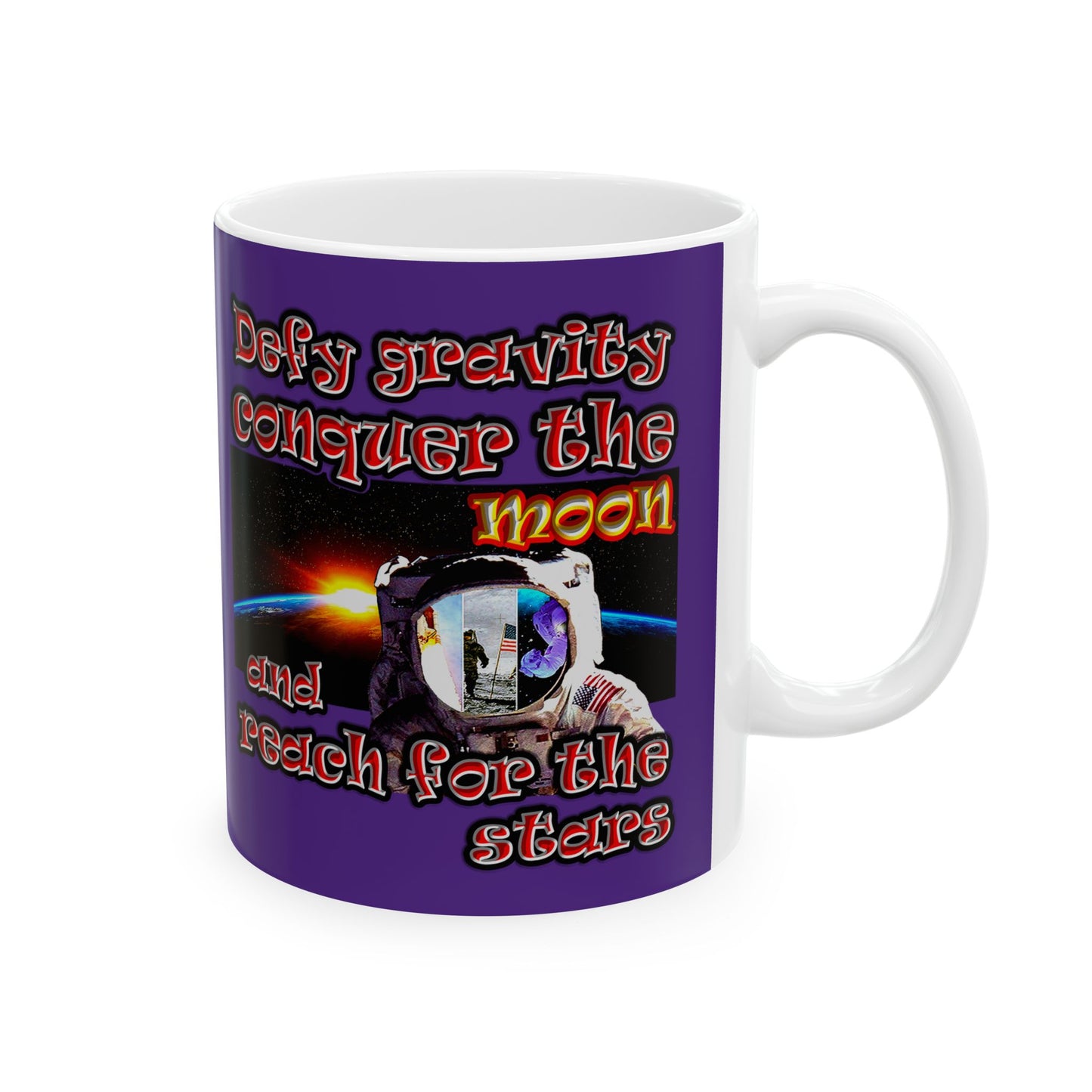 defy conquer reach - White Mug (purple)
