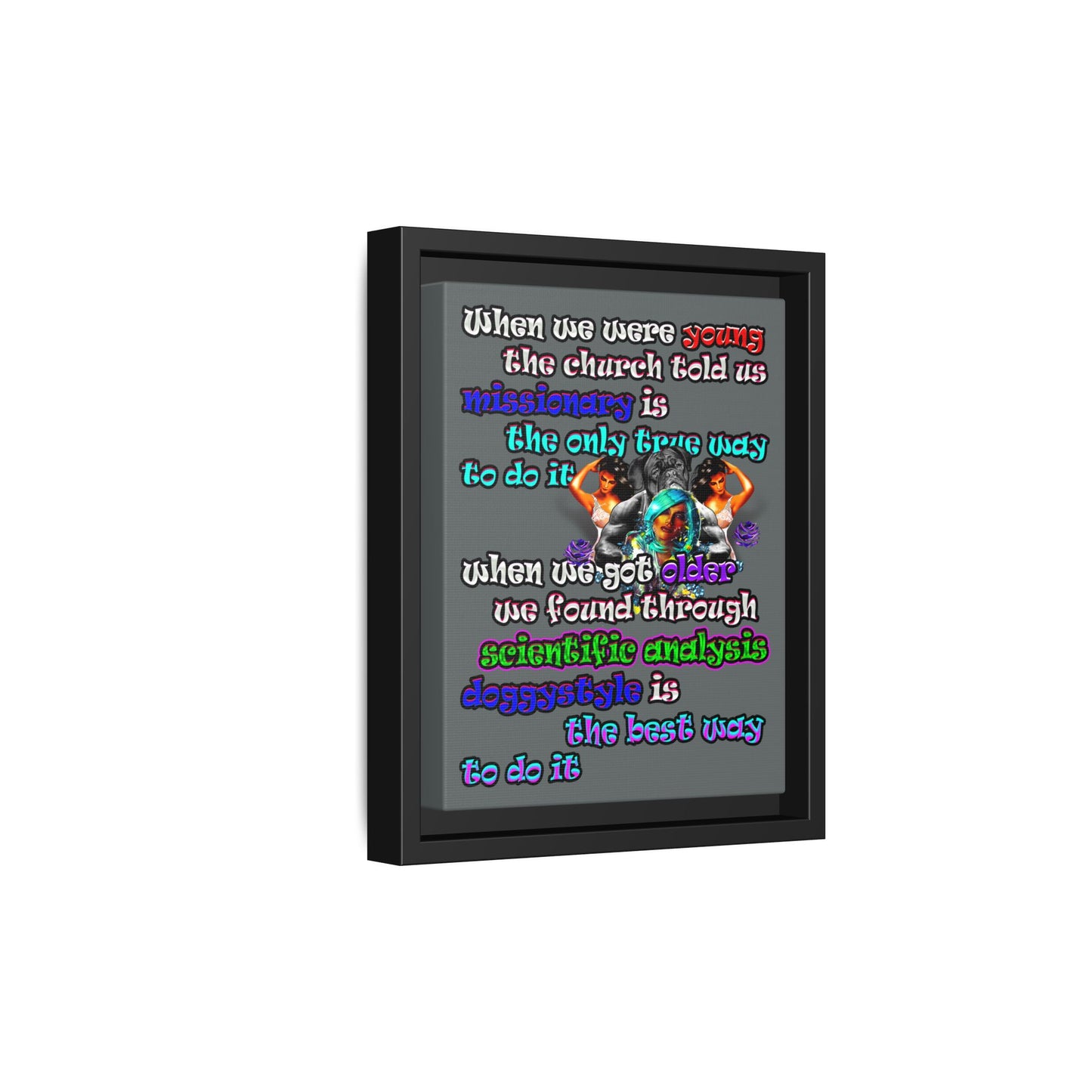 doggystyle - framed canvas art (dark grey)