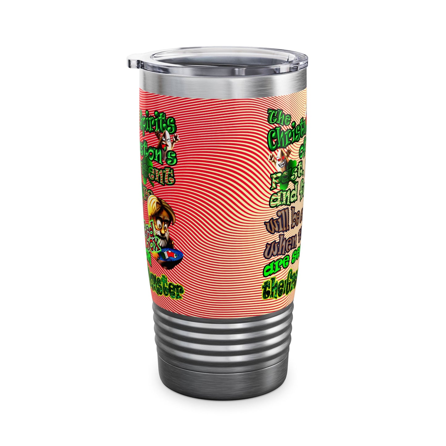 christmas spirits of boston - Ringneck Tumbler, 20oz (yellow-orange wave)