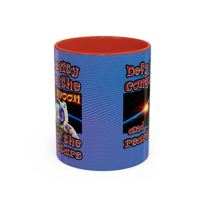 defy conquer reach - Accent Mug (light blue-purple wave)