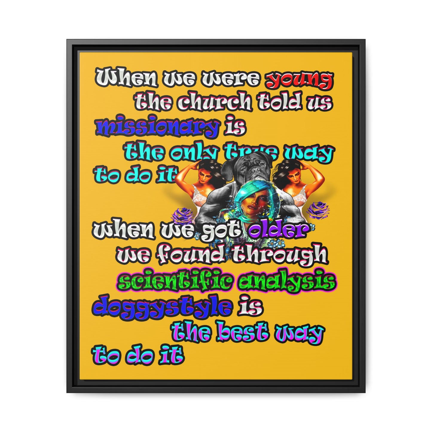 doggystyle - framed canvas art (yellow)