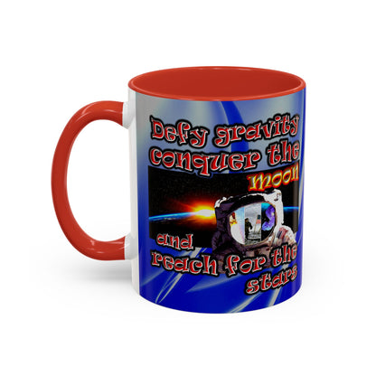 defy conquer reach - Accent Mug (blue-white wave)