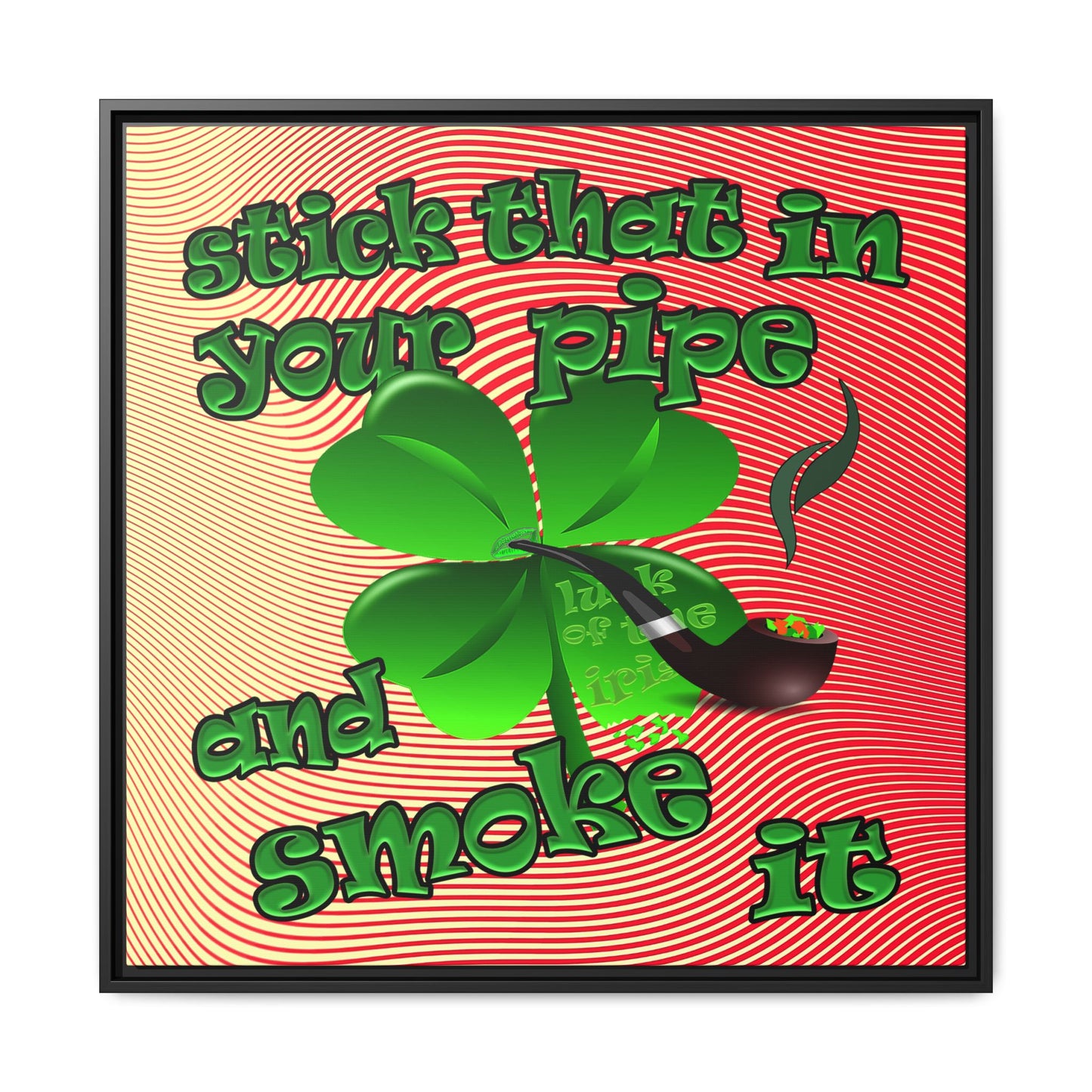 stick that in your pipe and smoke it - framed canvas art (yellow-orange wave)