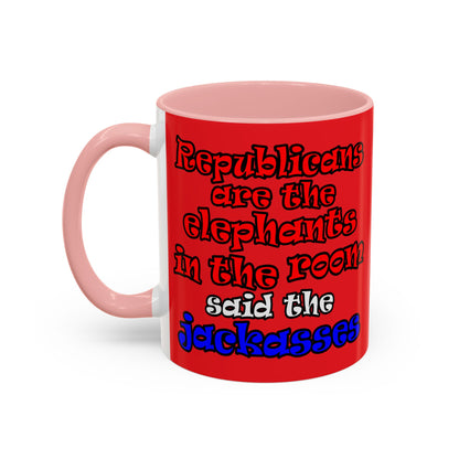 donkeys and elephants - Accent Mug (red)