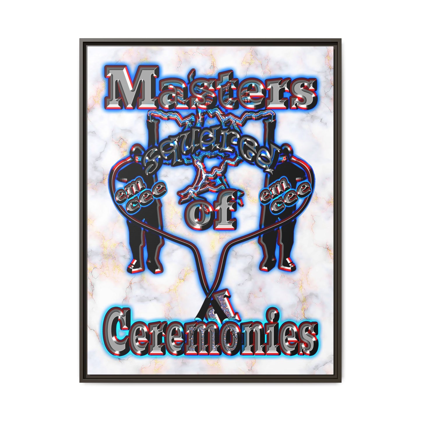 em cee squared - framed canvas art (white marble)