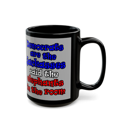 donkeys and elephants - Black Mug (light grey)