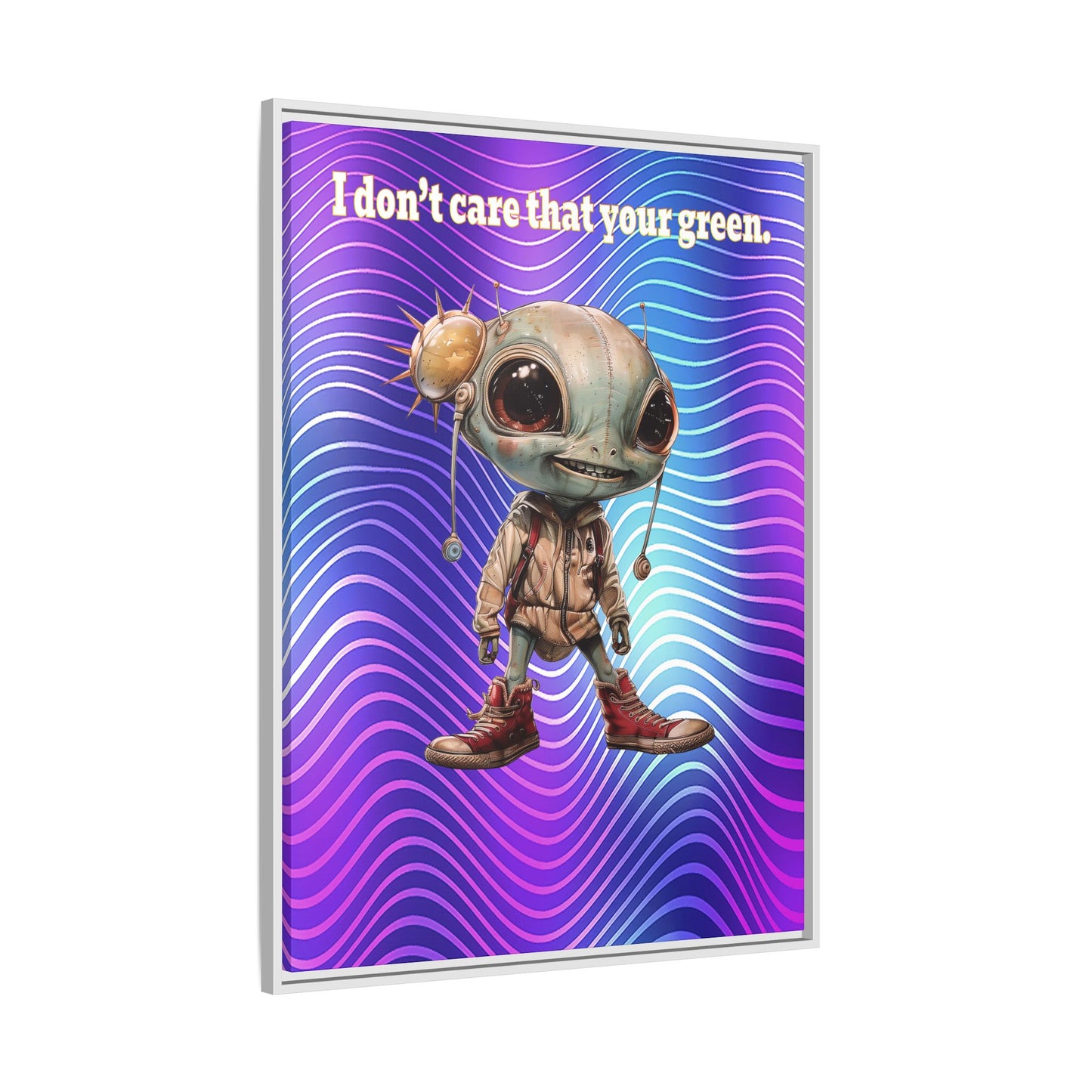 I don't care that your green - framed canvas art (purple wave)