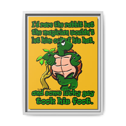 turtle race - framed canvas art (yellow)