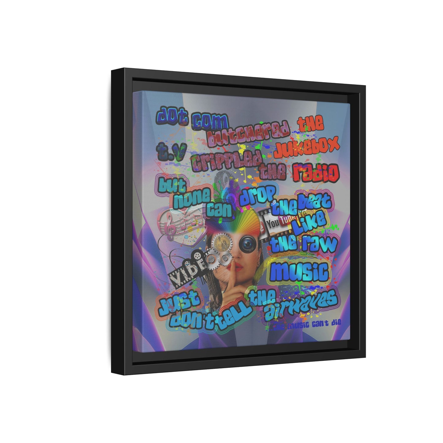 drop the beat - framed canvas art (grey-pink wave)