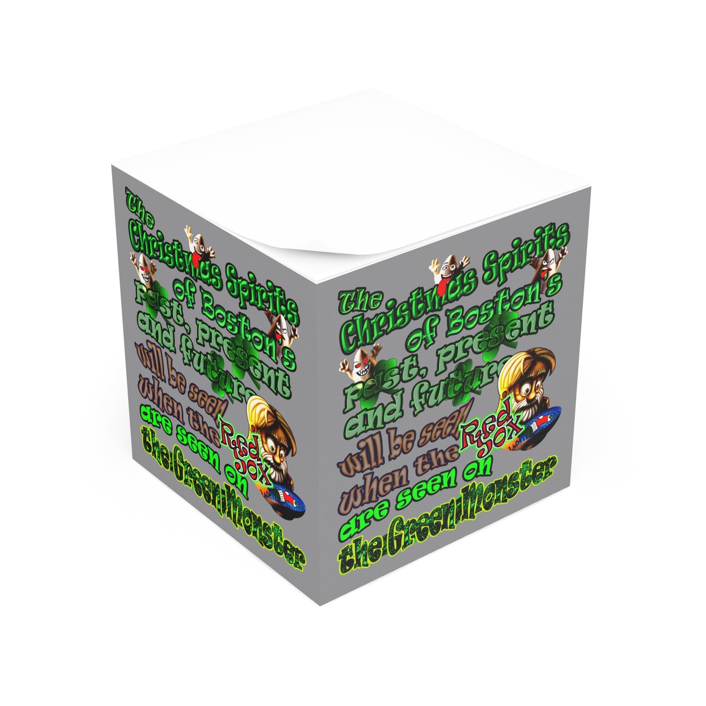 christmas spirits of boston - note cube (grey)