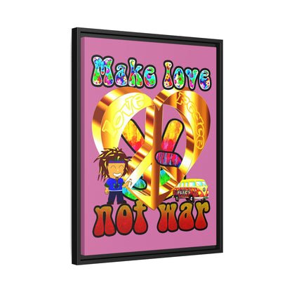 love peace - framed canvas art (light pink)