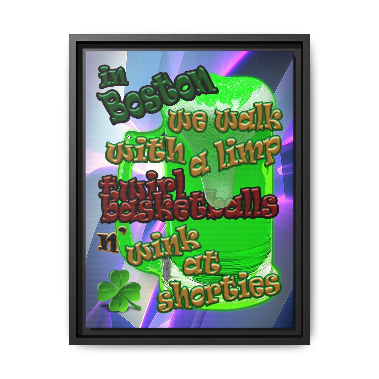 celtics logo - framed canvas art (grey-pink wave)