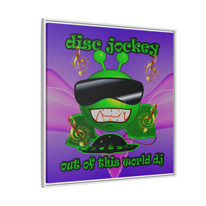 disc jockey - framed canvas art (purple-pink wave)