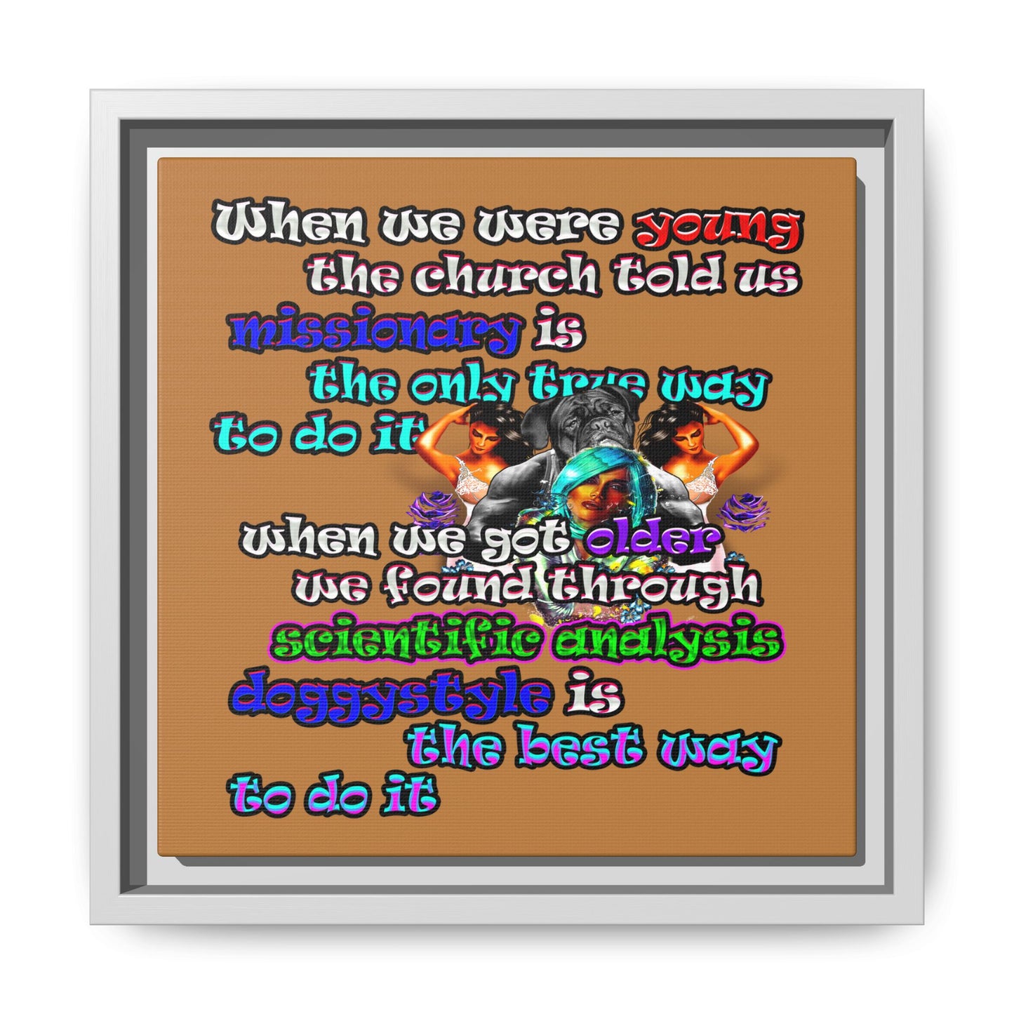 doggystyle - framed canvas art (light brown)