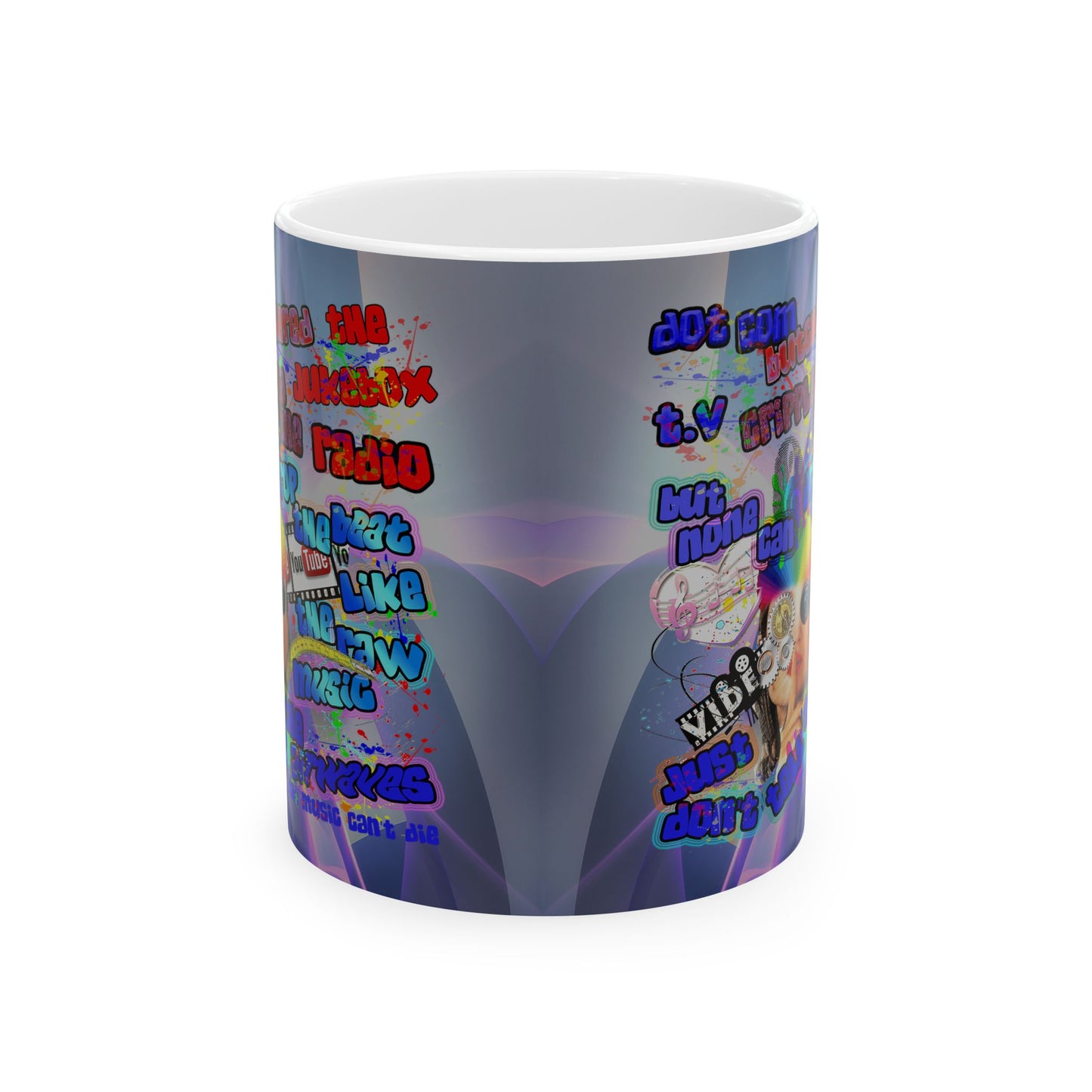 drop the beat - White Mug (grey-pink wave)