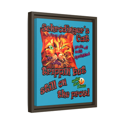 schrodinger's cat - framed canvas art (turquoise)