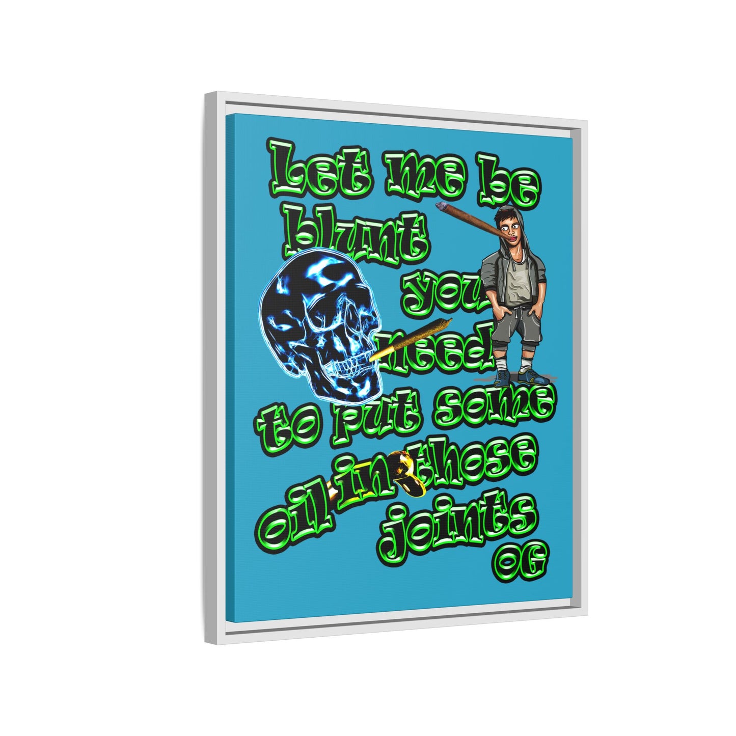 og - framed canvas art (turquoise)