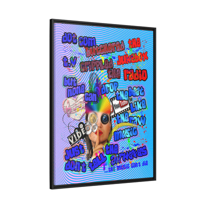 drop the beat - framed canvas art (light blue-purple wave)