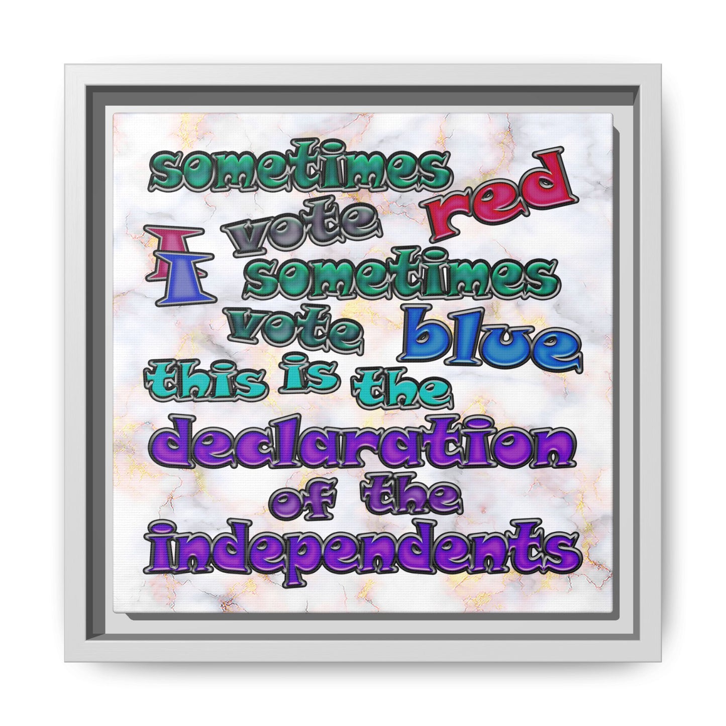 declaration of the independents - framed canvas art (white marble)