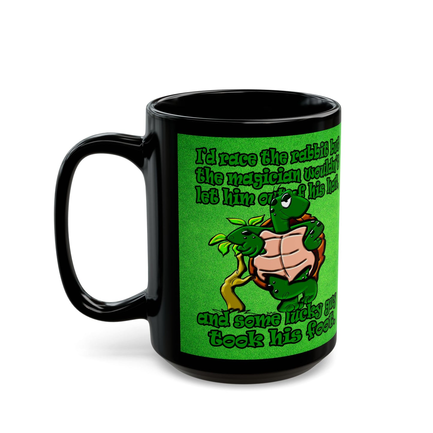 turtle race - Black Mug (green turf)