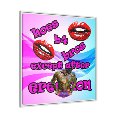hoes b4 bros - framed canvas art (light blue-pink wave)