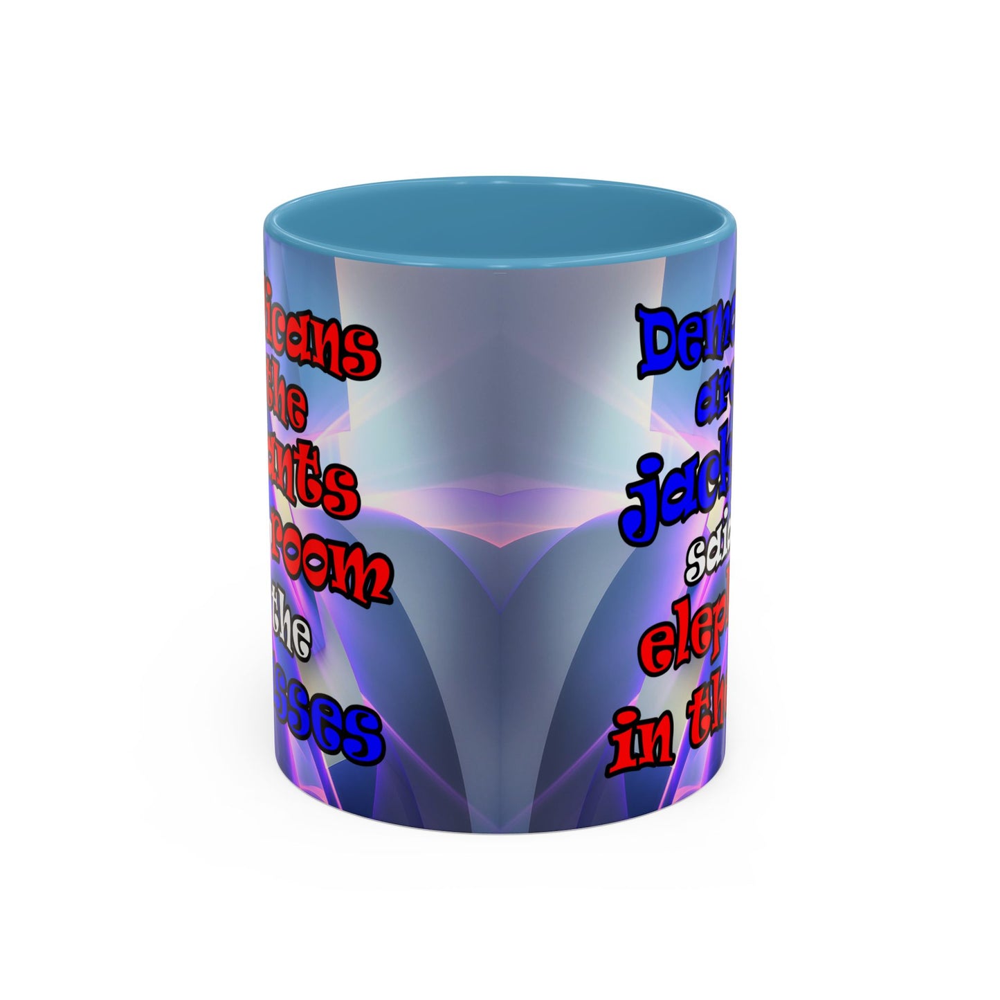 donkeys and elephants - Accent Mug (grey-pink wave)