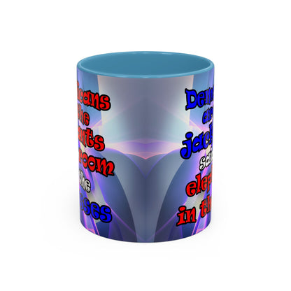 donkeys and elephants - Accent Mug (grey-pink wave)