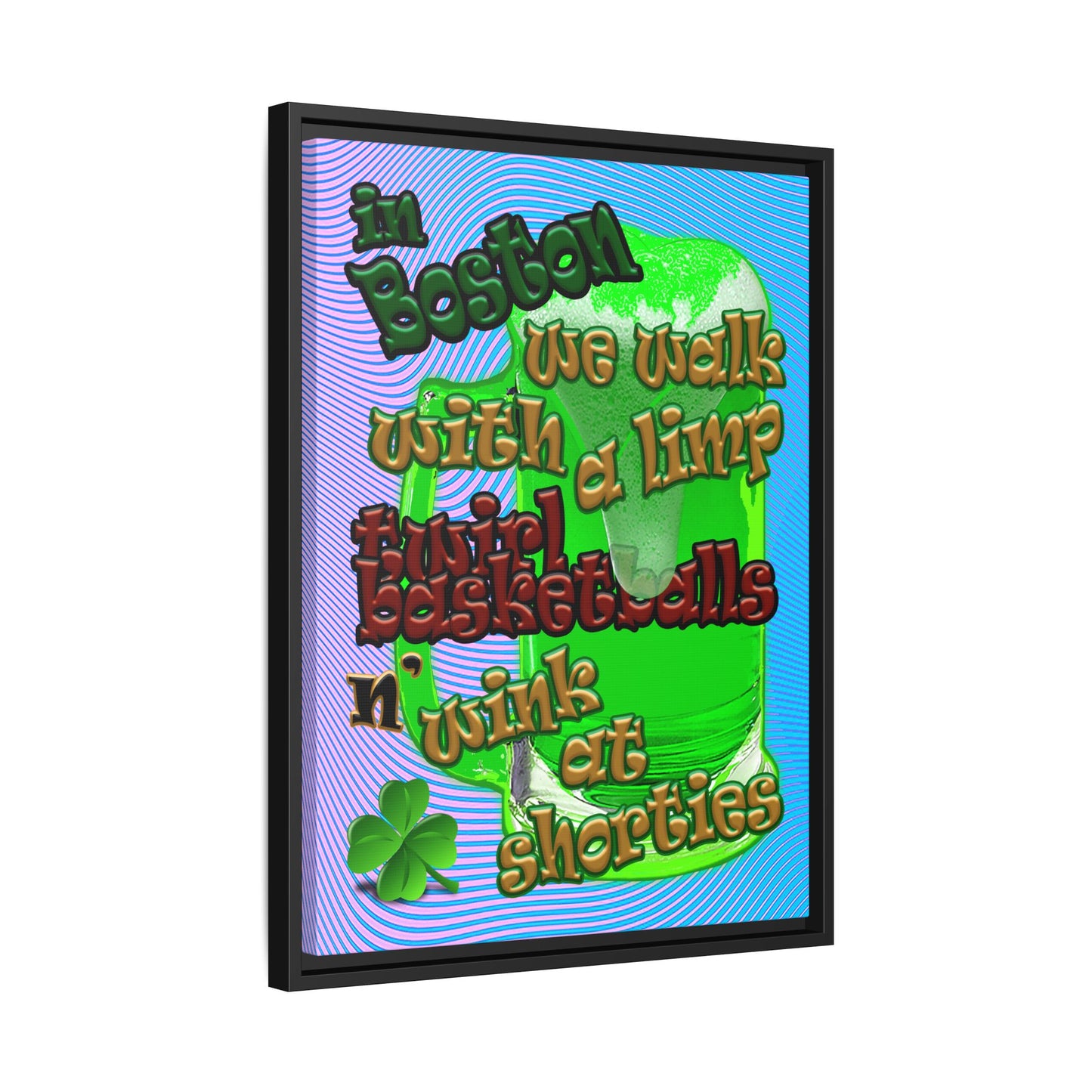 celtics logo - framed canvas art (light blue-purple wave)