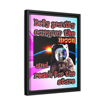 defy conquer reach - framed canvas art (light blue-pink wave)