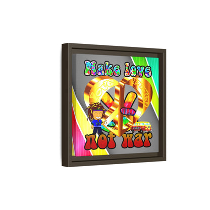 love peace - framed canvas art (rainbow split)