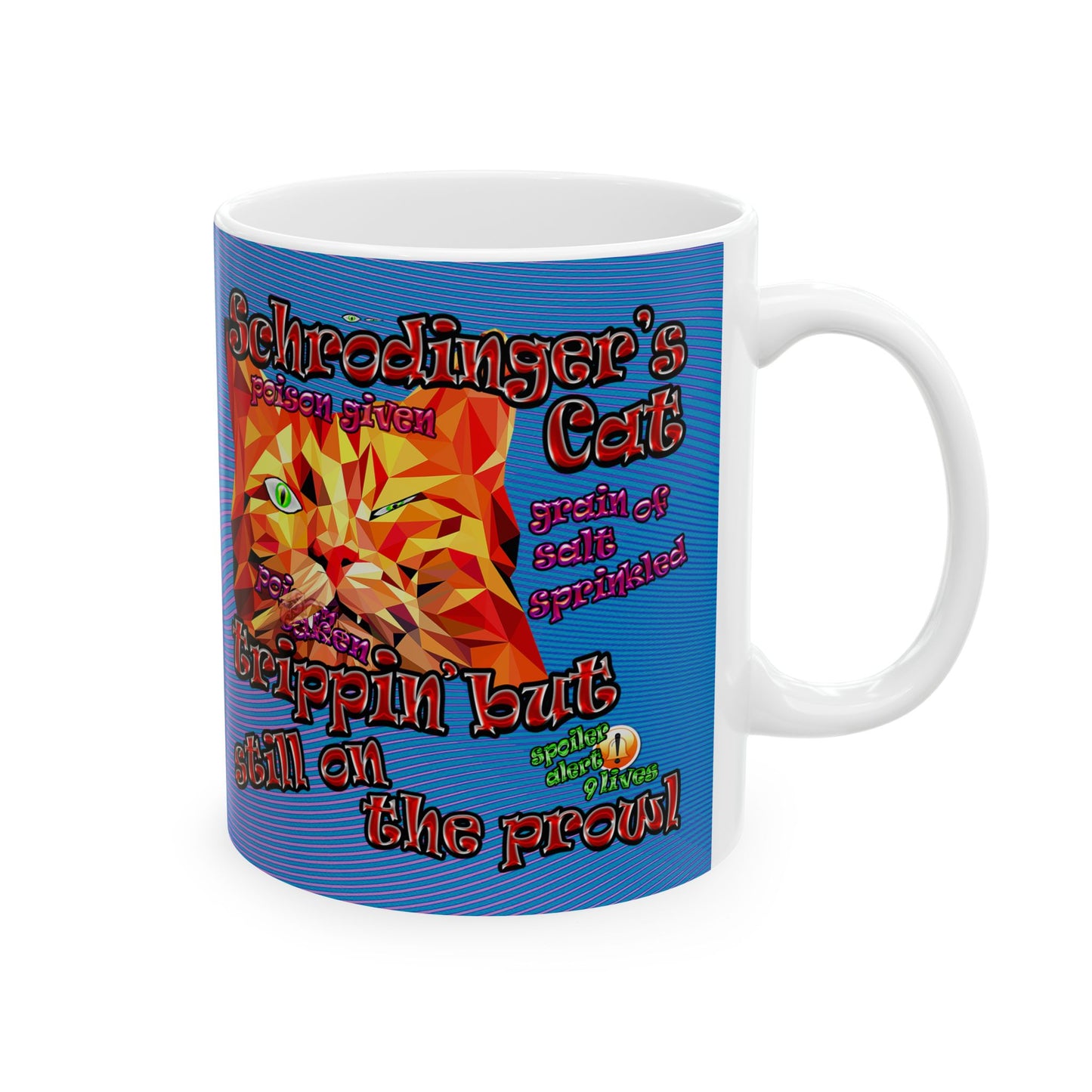 schrodinger's cat - White Mug (light blue-purple wave)