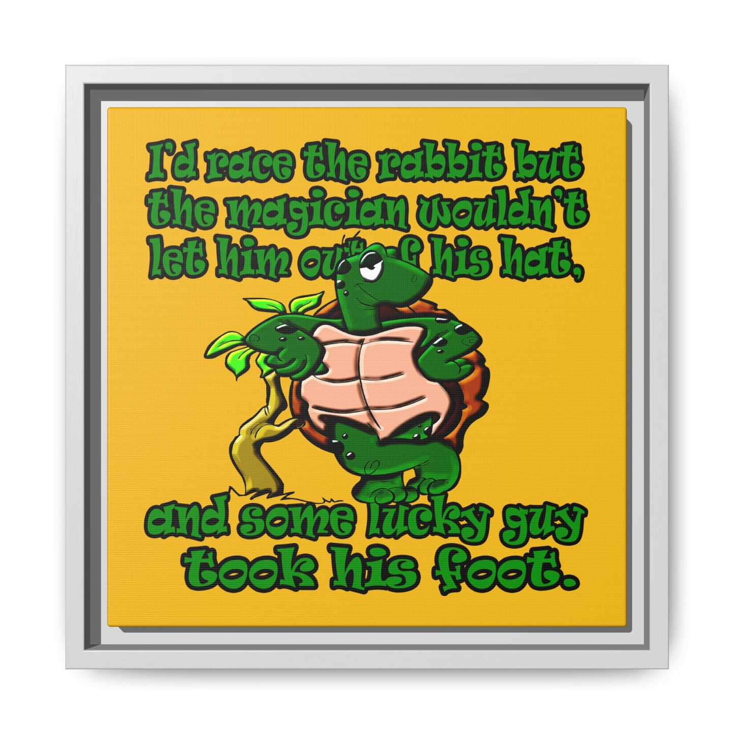 turtle race - framed canvas art (yellow)