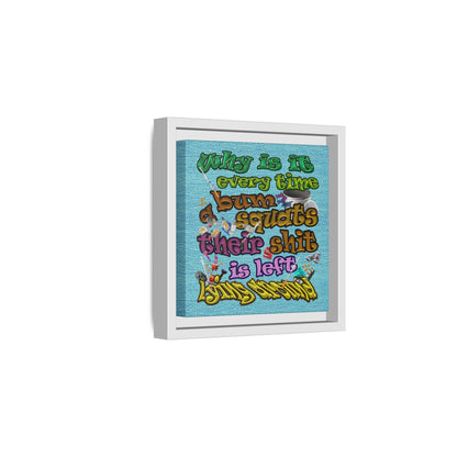 the bum's shit - framed canvas art (faded blue)