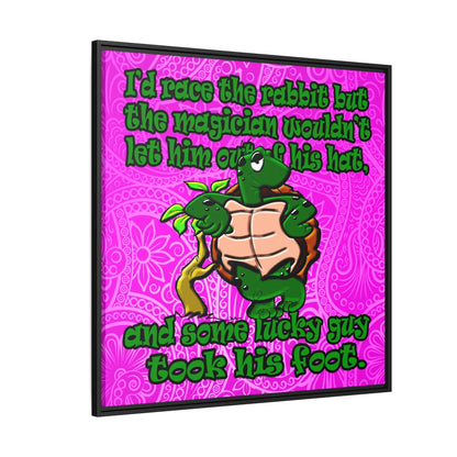 turtle race - framed canvas art (pink swirl)