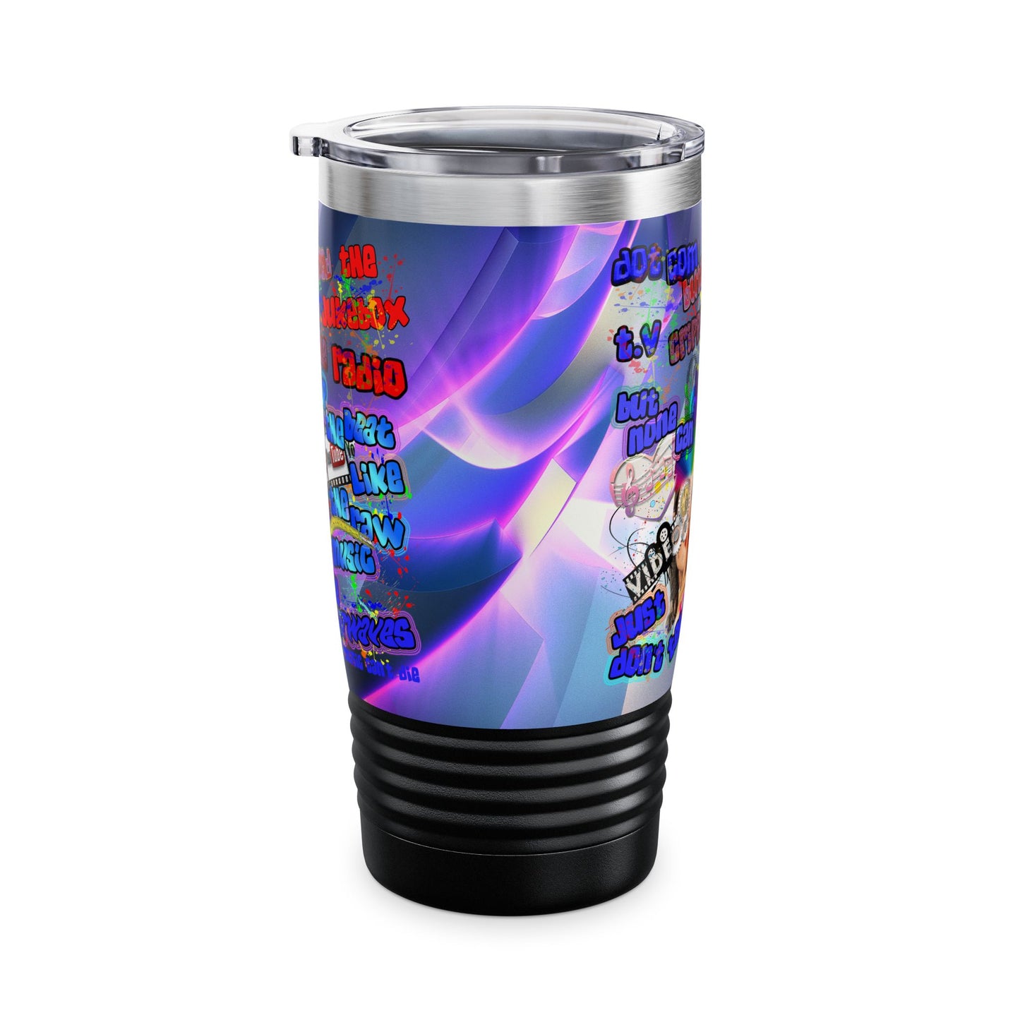 drop the beat - Ringneck Tumbler, 20oz  (grey-pink wave)