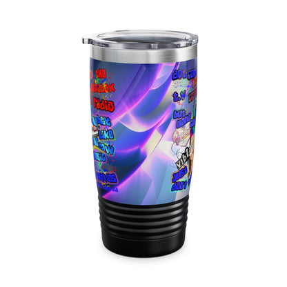 drop the beat - Ringneck Tumbler, 20oz  (grey-pink wave)