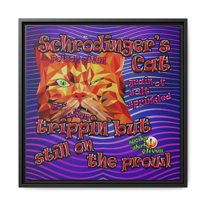 schrodinger's cat - framed canvas art (purple wave)