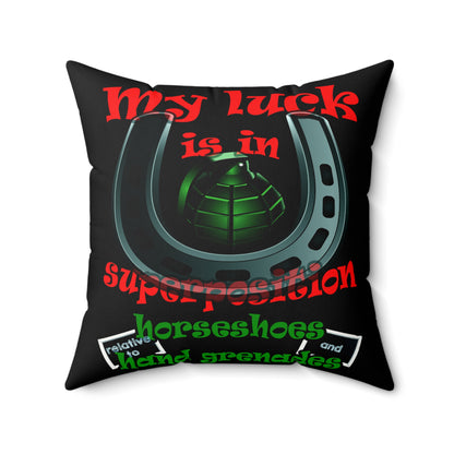 my luck - Faux Suede Square Pillow - (black)
