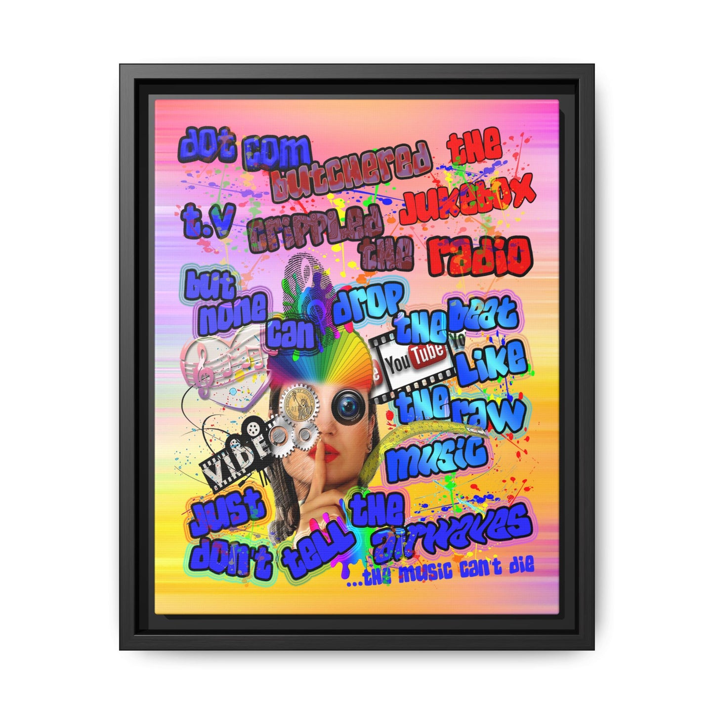 drop the beat - framed canvas art (color blur)