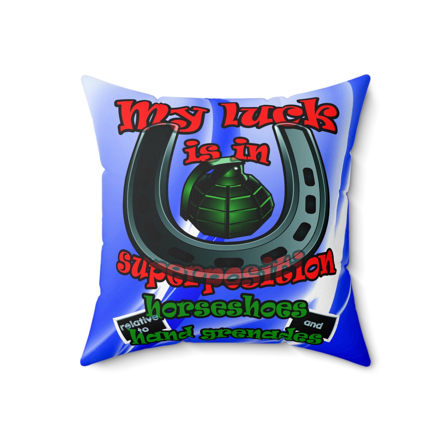 my luck - Spun Polyester Square Pillow - (blue-white wave)